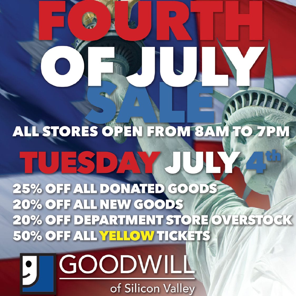 4th of July Sale at Goodwill of Silicon Valley 2023 Sale